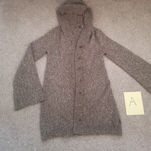 Prana Brown Hooded Cardigan Sweater